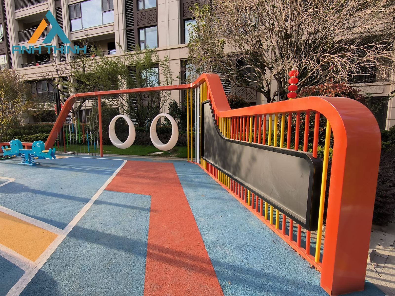 Khu vui chơi ngoài trời chung cư, thi công khu vui chơi, dochoianhthinh, đồ chơi anh thịnh